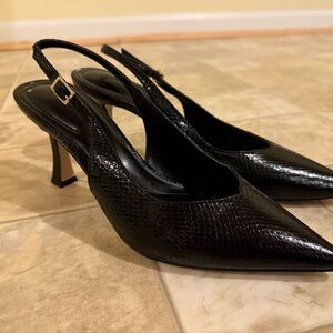 Jessica Simpson Black Textured Slingback Heels